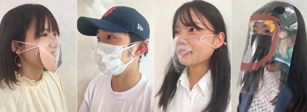 学生が考案したフェイスシールド着用例