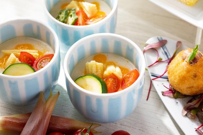 夏野菜と手作り豆腐 根府川柑橘ジュレ