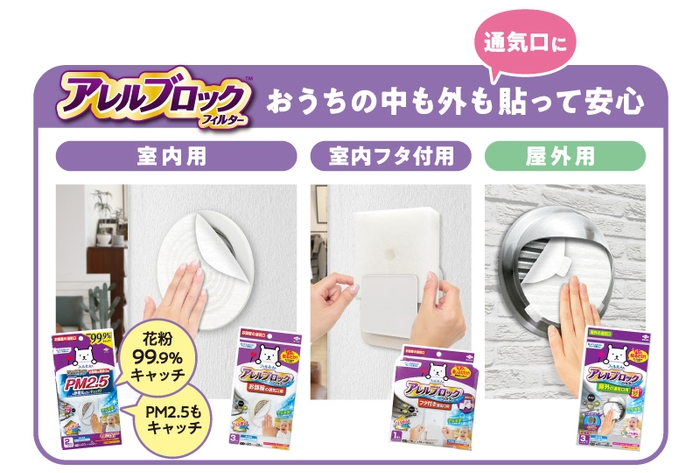 アレルブロックフィルターシリーズ 空気の入り口も出口にも