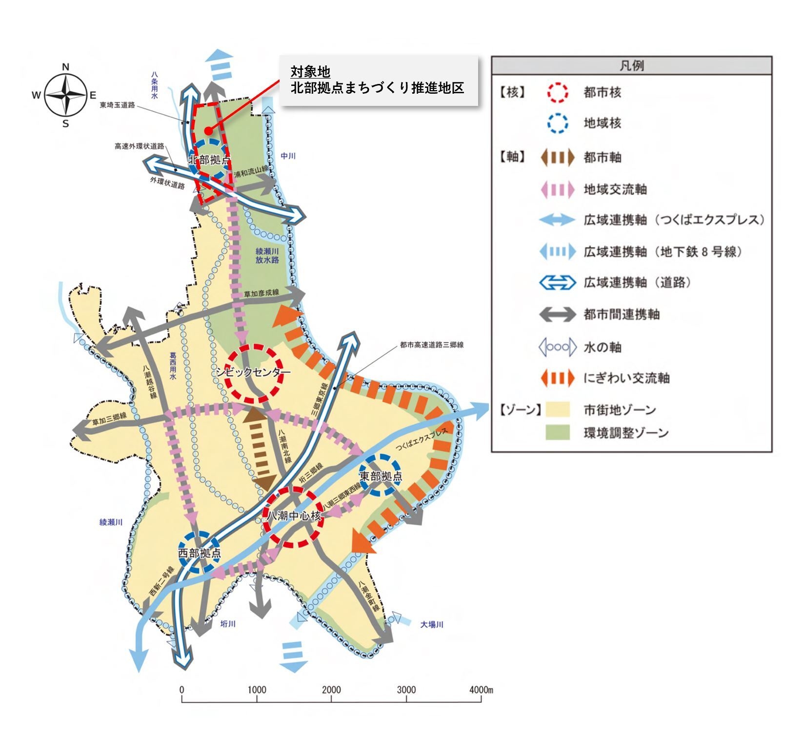 八潮市将来都市構造図(出展:八潮市都市計画マスタープラン)