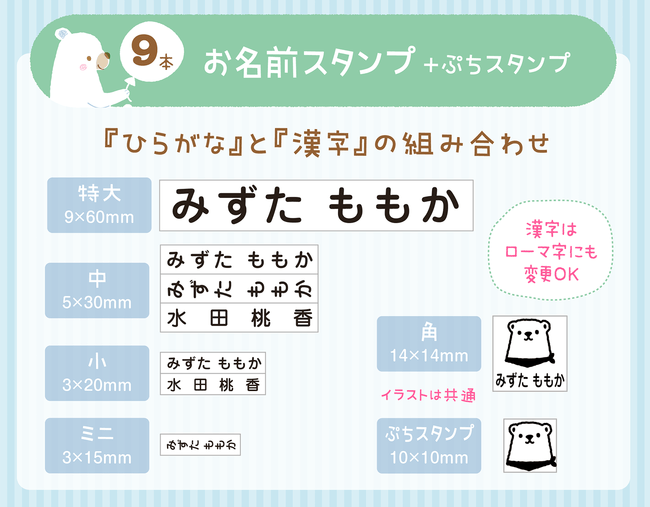 ひらがな+漢字でお作りします。漢字はローマ字にも変更OK!