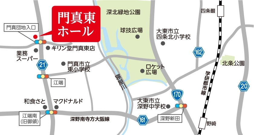 門真東ホール 近隣地図