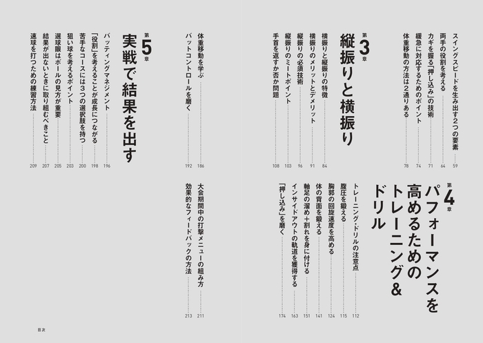 『新しい高校野球の教科書　新基準バット時代の打撃技術と科学的コーチング』目次②