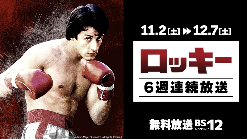 シルベスター・スタローン主演、ボクシング映画の金字塔 「ロッキー」6週連続放送! 初回11月2日(土)よる7時~  BS12 トゥエルビ で