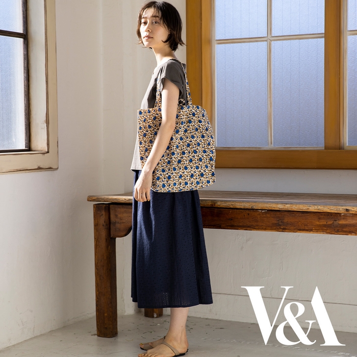 ブロックプリントエコトートバッグ ペアーズ&チェリーズ柄