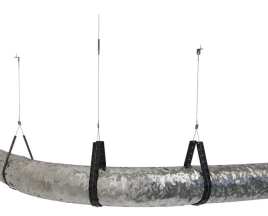 フレキシブルダクト 鉛直自重支持ワイヤ工法