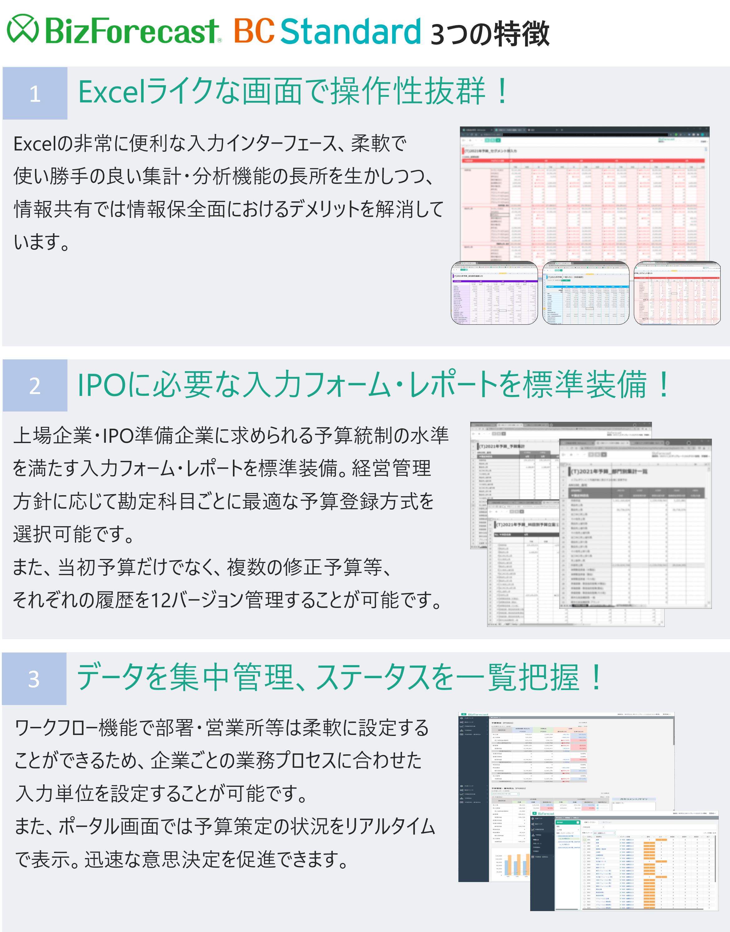 BizForecast BC Standard Edition 3つの特長