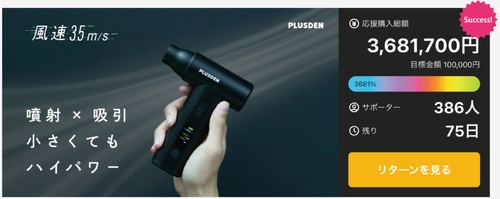 スマホサイズでコンパクトな噴射・吸引の2WAYエアダスター　 Makuakeでの先行販売開始5日で応援金額3,000,000円を突破！