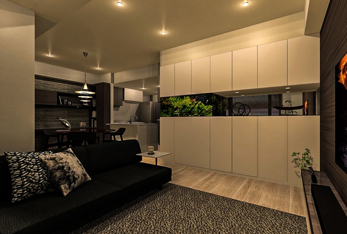 【コーディネート事例】癒しのアクアリウムと機能的なワークスペース　