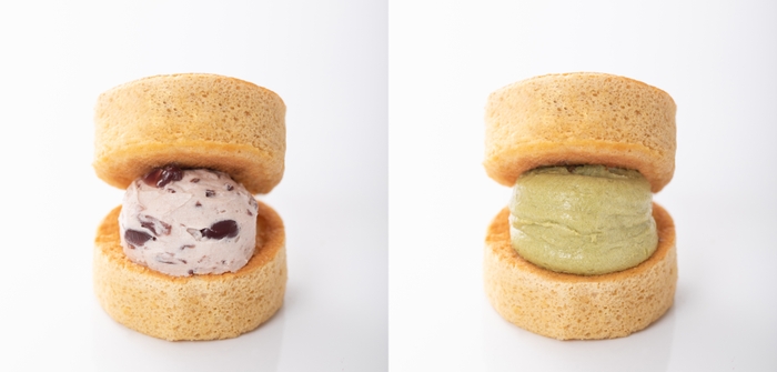 左)つぶつぶあずきの小倉あんバター 右)抹茶こしあんのなめらかあんバター