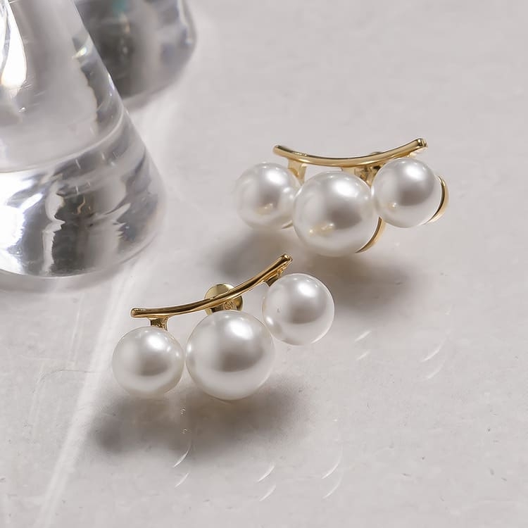 【S925/18K】3連パールピアス(美人百花7月号掲載)