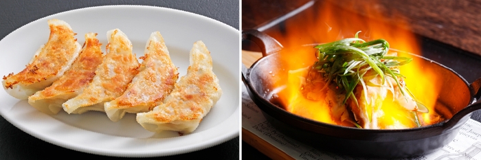 ヴィーガン 焼き餃子とヴィーガン 燃えるネギ餃子