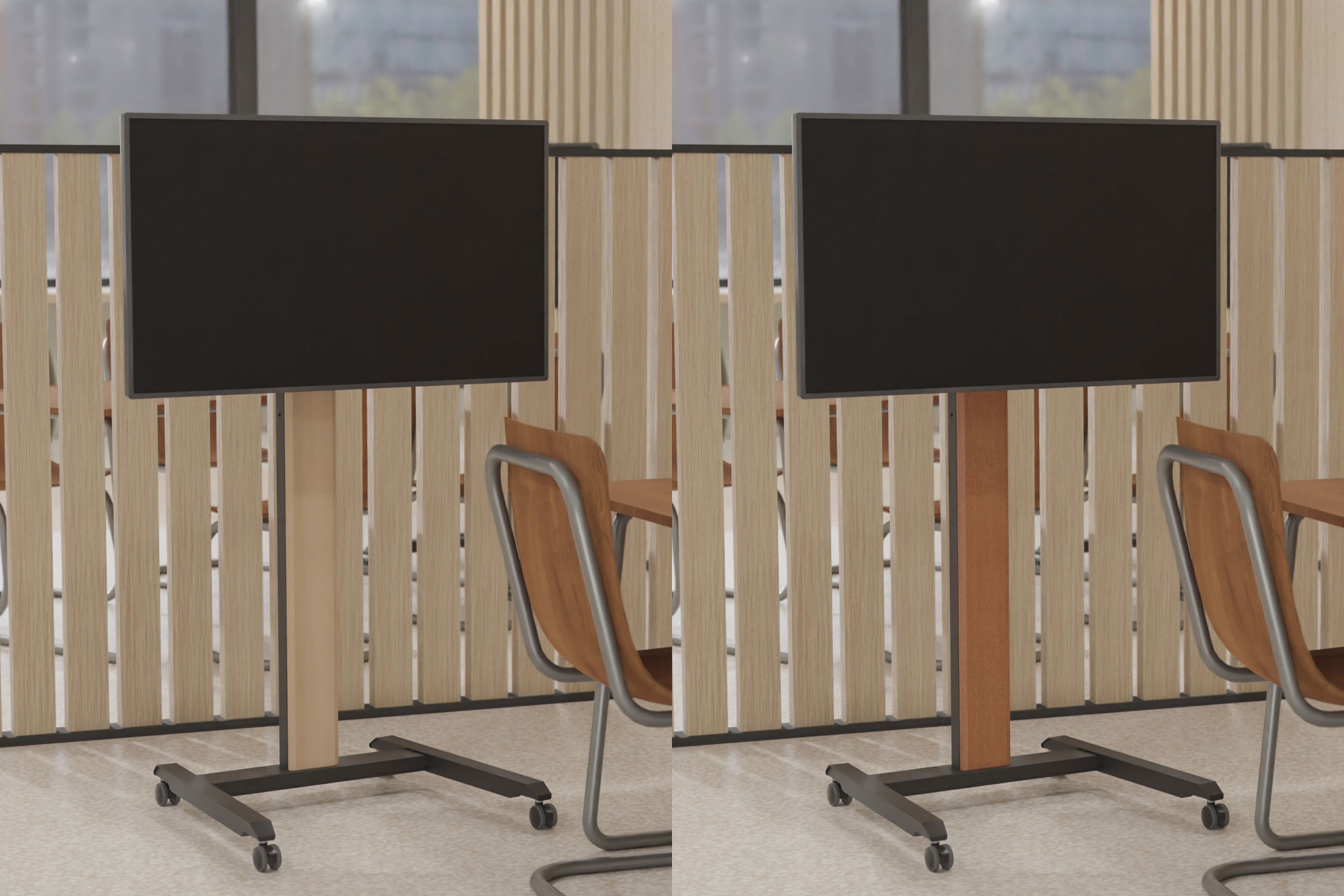 木目調カラー:左) ナチュラル(NT)、右) オレンジ(OR)