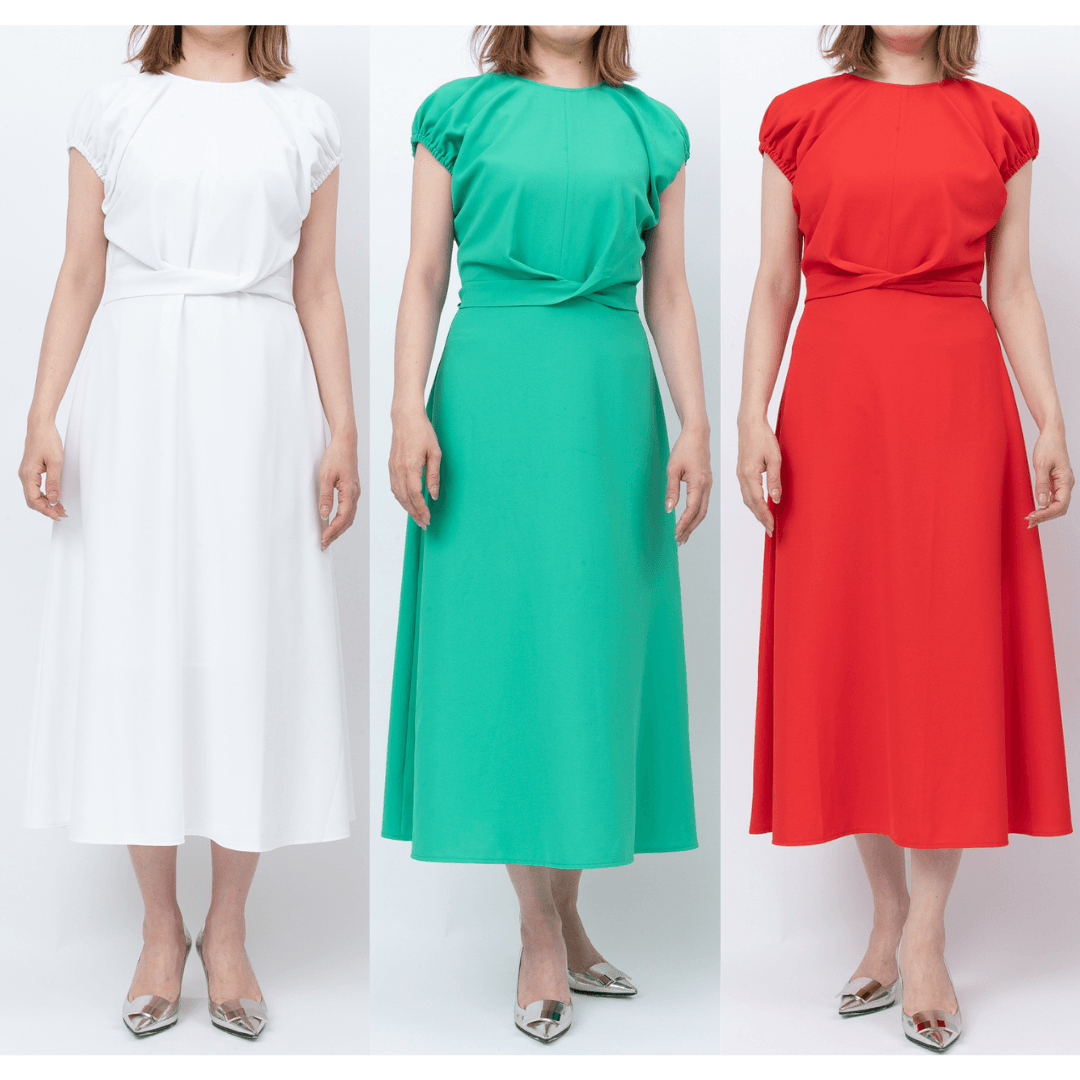 ウエストクロスリボンワンピース