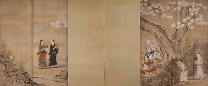 国宝 花下遊楽図屏風(右隻)狩野長信筆 江戸時代17世紀 東京国立博物館蔵