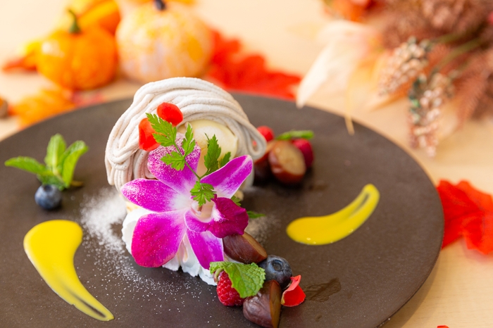 <ウェルカムスイーツ>ロールデニッシュのモンブラン仕立て