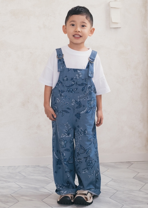 琉球更紗デニム(キッズサロペット)