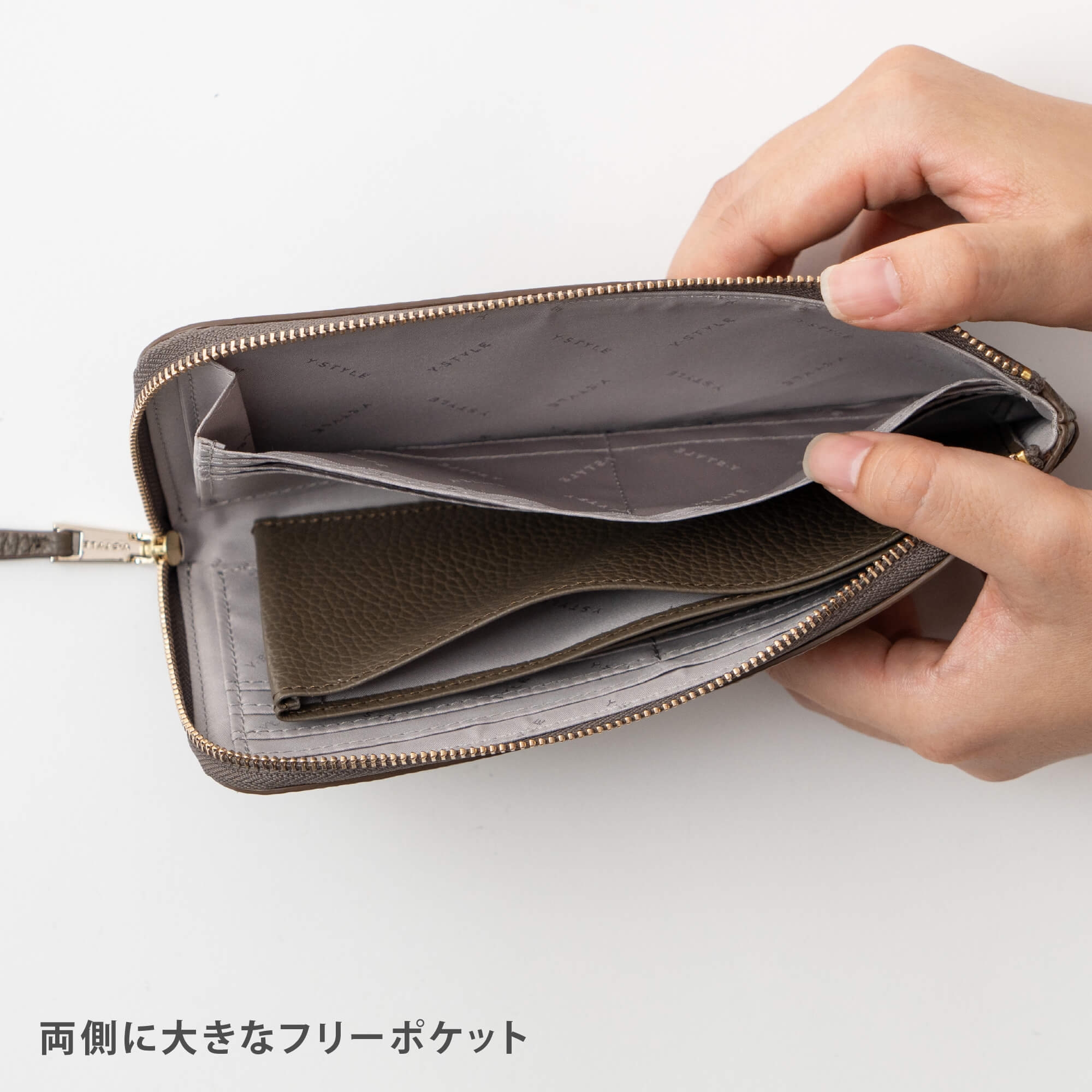 Y-STYLE薄型ロングウォレット(写真はフリーポケット)1