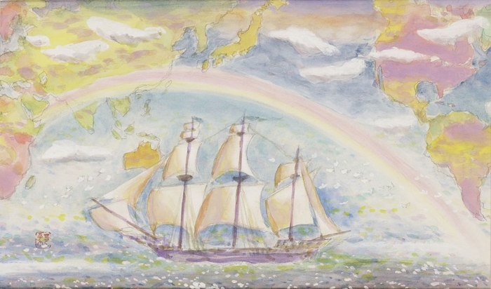 堂本印象《船と虹(小下絵)大阪繊維会館》昭和35年(1960) 京都府立堂本印象美術館蔵