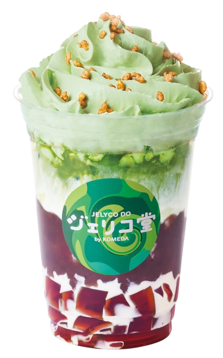 紅茶ジェリー&抹茶ミルク(「抹茶ホイップ変更」+「玄米あられ」+「わらびもち」)