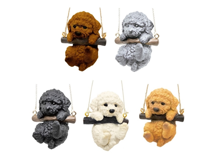 開発中のカプセルトイ『ぶらぶらりーず 第3弾 〜ゆれるトイプーたち〜』ラインナップ(全5種)。上段左から=チョコ、シルバー、下段左から=ブラック、ホワイト、アプリコット