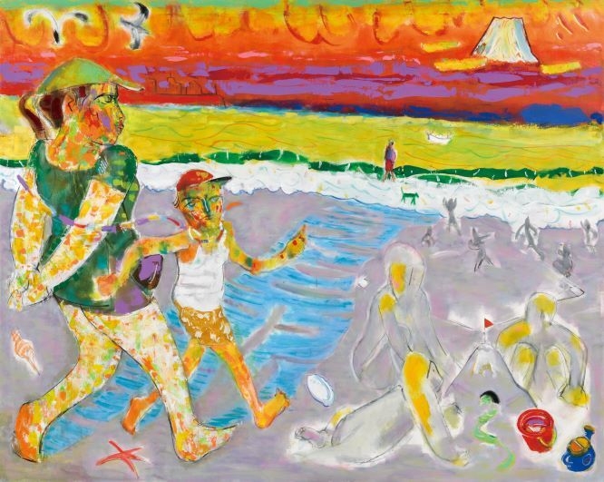 油画「旭日 海にむかって」