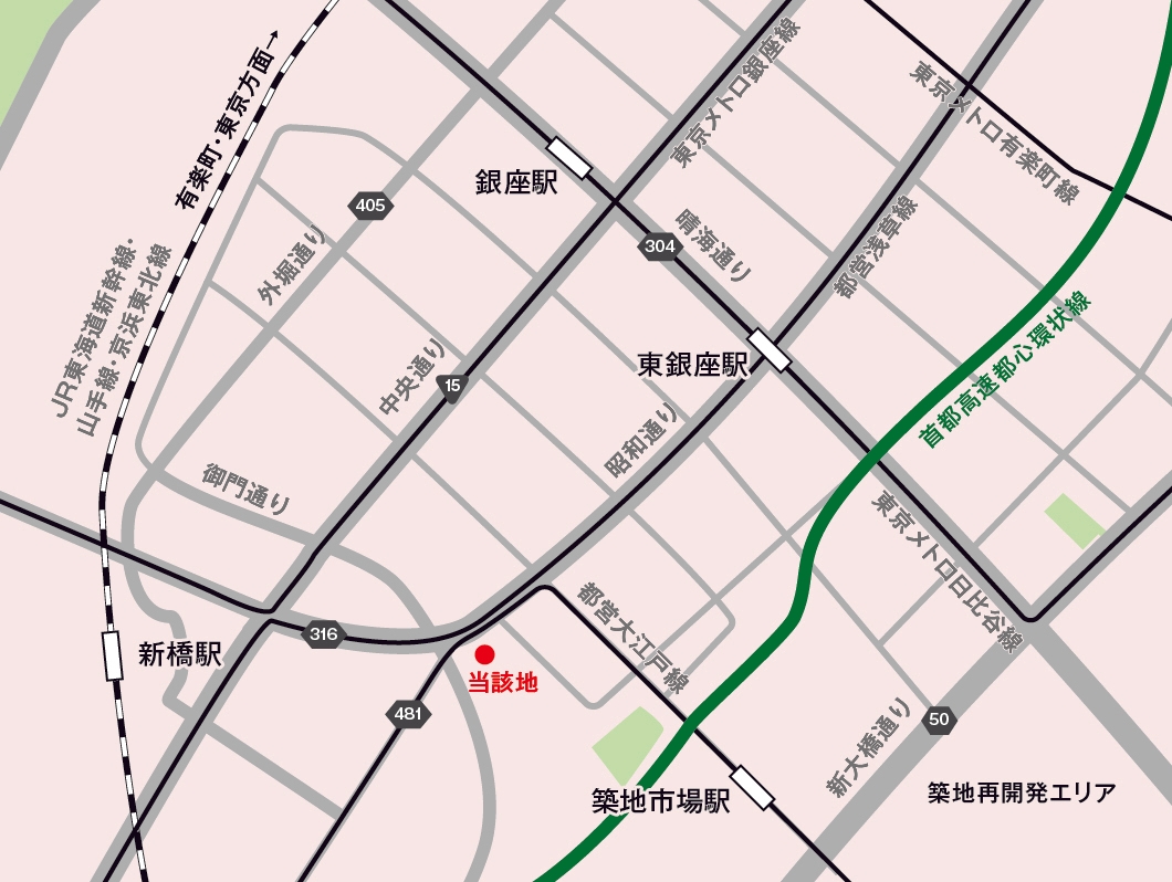 中央区銀座八丁目ホテル開発事業 周辺地図