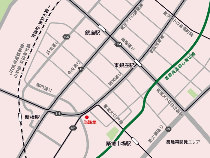 中央区銀座八丁目ホテル開発事業 周辺地図