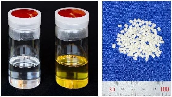図3:液体及び粒状のコンクリーション化剤(提供:名古屋大学吉田研究室・積水化学工業)