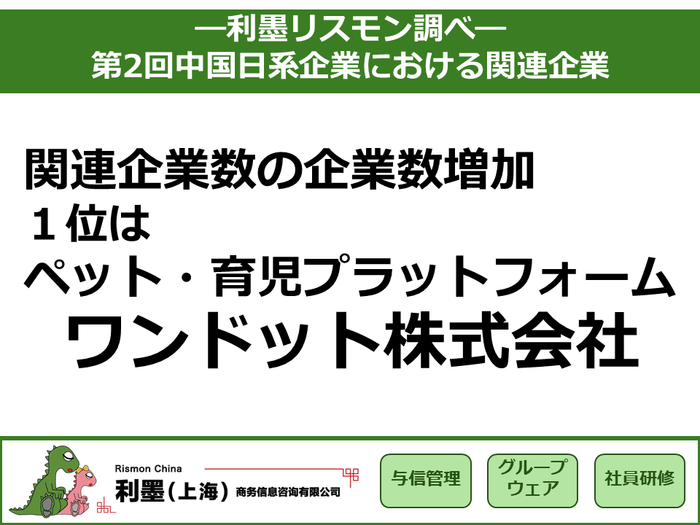「第2回中国日系企業の関連企業数」調査結果