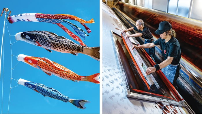 染め風景(手捺染) 吉兆鯉のぼり