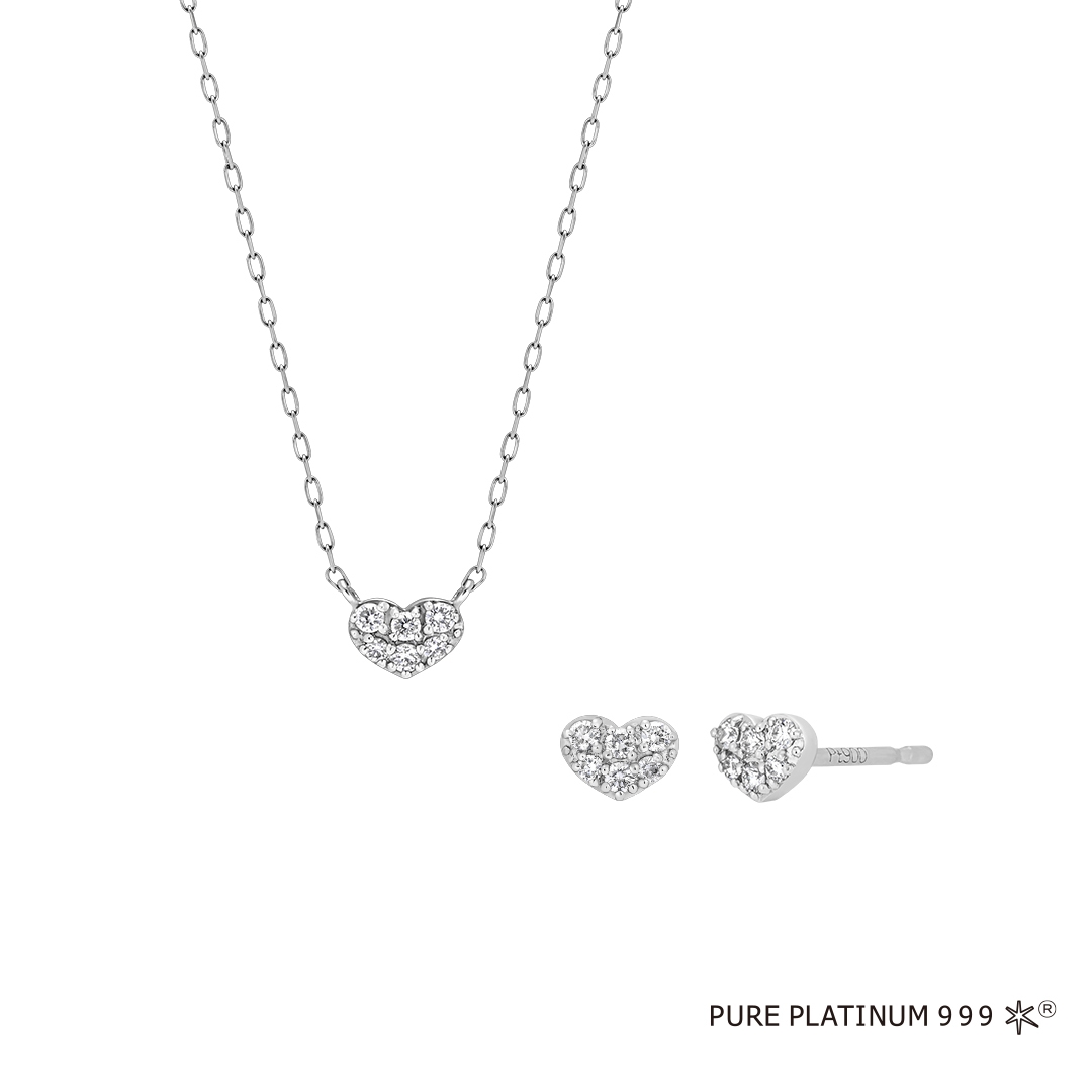 Pt950/Pt850 ダイヤモンド ネックレス、ピアス