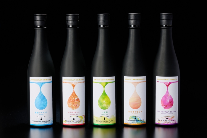 左より銀毫ジャスミン、ルイボスティー、上煎茶、和紅茶やまなみ、ローズヒップ&ハイビスカス