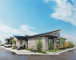 ZEH住宅の先進ワンフロアスタイル 全25棟 「ウィザースガーデン印西牧の原」 美しさが続く外壁タイル貼り平屋の街、第1期：6棟が完成