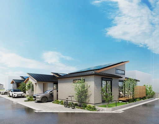 ZEH住宅の先進ワンフロアスタイル 全25棟 「ウィザースガーデン印西牧の原」 美しさが続く外壁タイル貼り平屋の街、第1期：6棟が完成