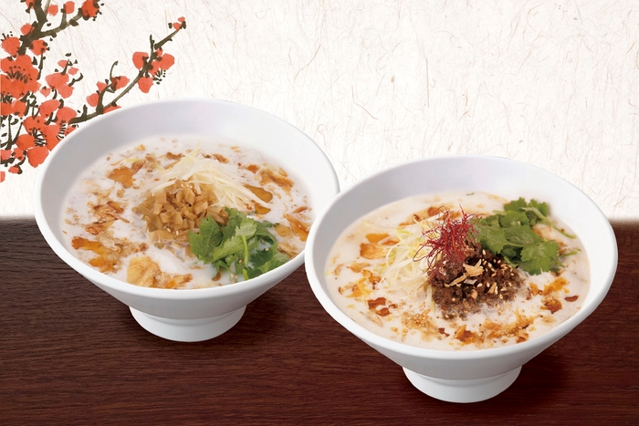 (左)『豆漿搾菜湯麺(トウジャンザーサイタンメン)』(右)『麻辣豆漿担々麺(マーラートウジャンタンタンメン)』