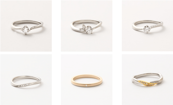 左上から 胡蝶-こちょう-/桜梅桃李-おうばいとうり-/宵の明星-よいのみょうじょう-/春色-はるいろ-/三世の絆-さんぜのきずな-/春つむぎ-はるつむぎ-