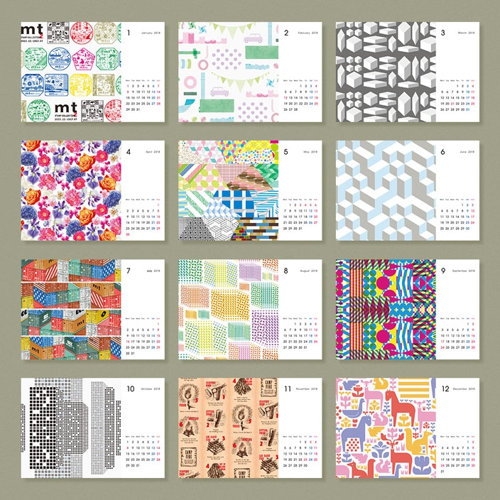 mt博2017限定テープの絵柄12種類(四角いmtを含む)を、ひと月に1種類ずつ使用