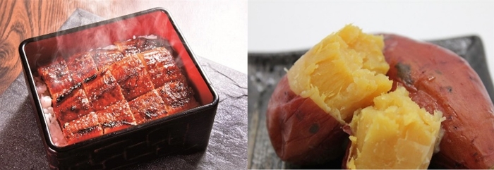 左:大分県産温泉うなぎ蒲焼き 右:そのまま食べられる紅はるか