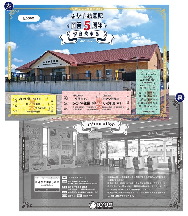 ふかや花園駅開業5周年記念乗車券 イメージ