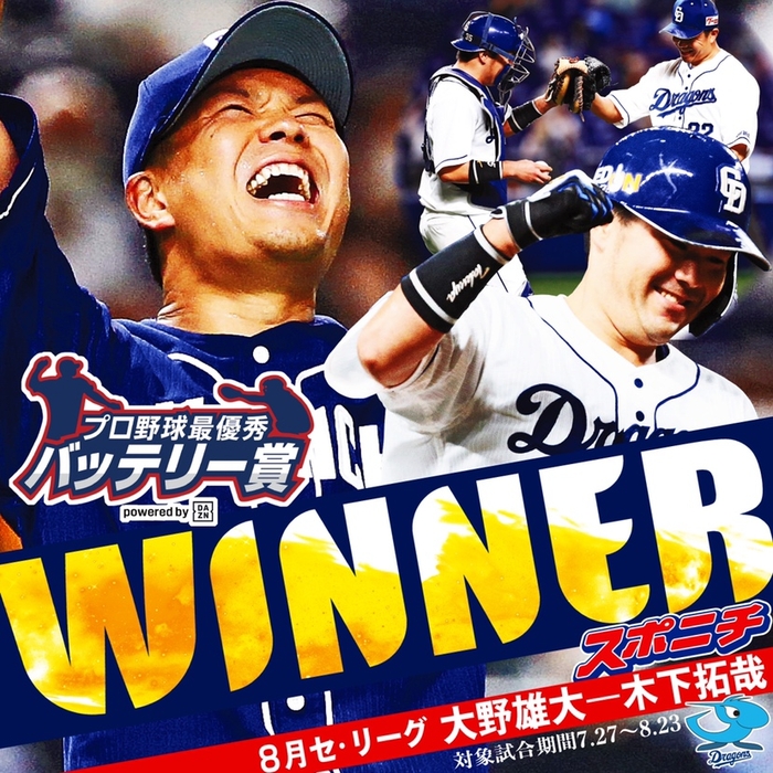 セ・リーグ 大野雄大投手-木下拓哉捕手(中日)