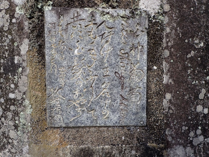 利元寺に残るシラガブドウの碑(アップ)