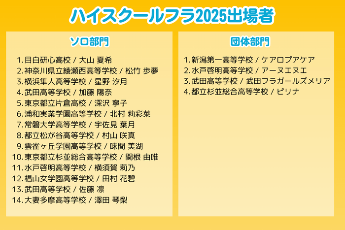 第5回ハイスクールフラコンペティション2025 出場者
