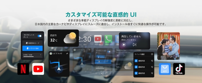カスタマイズ可能な直感的UI:車内のディスプレイを自分好みに
