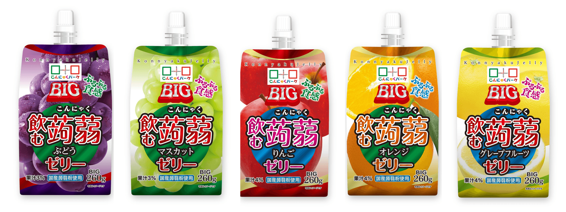 飲むBIG 飲む蒟蒻ゼリー(ぶどう、マスカット、りんご、オレンジ、グレープフルーツ)