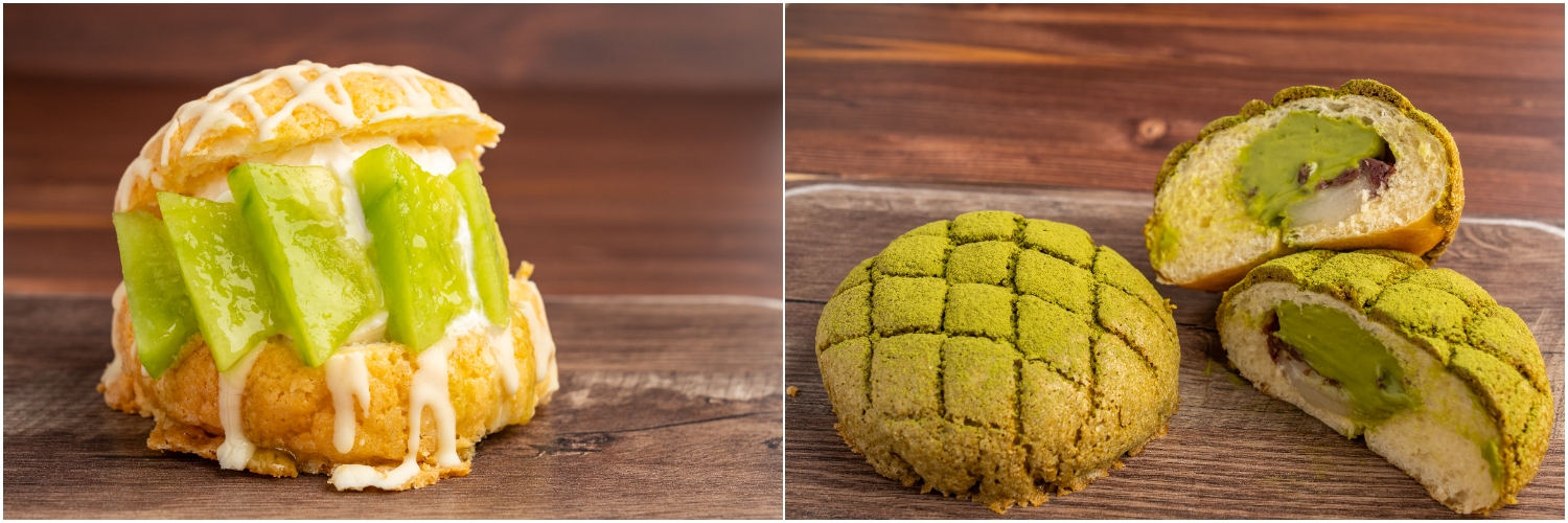 左:ぼくのメロメロンパン/右:ぼくの抹茶メロンパン