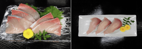 アセロラぶりの、お造り(左)、生寿司(右) (写真はイメージです)