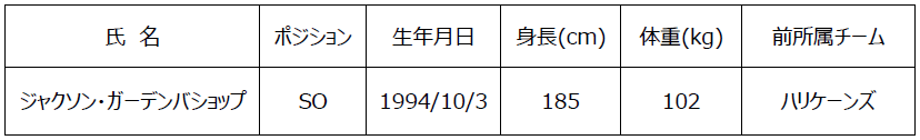 新加入選手