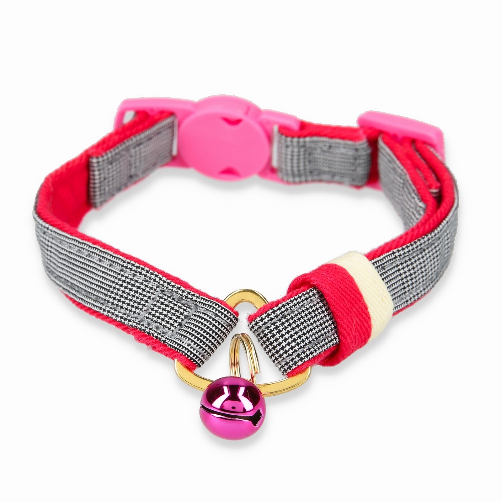 ねこにやさしいVネック首輪 グレンチェック(ブラック)