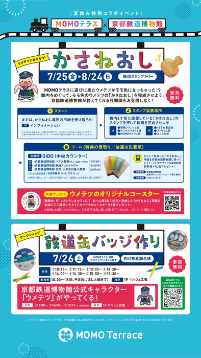 MOMOテラス×京都鉄道博物館かさねおしスタンプラリー&缶バッチ作り